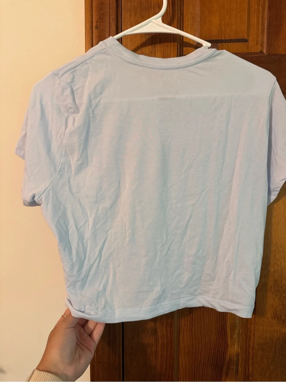 Nike Women’s Pale Blue Cropped Tee with Swoosh - Picture 3 of 3